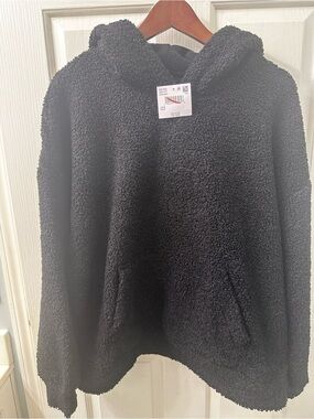 American Eagle Outfitters Black Sherpa Hoodie with Hood
